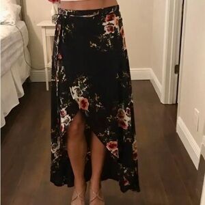 Floral Navy Wrap Skirt
